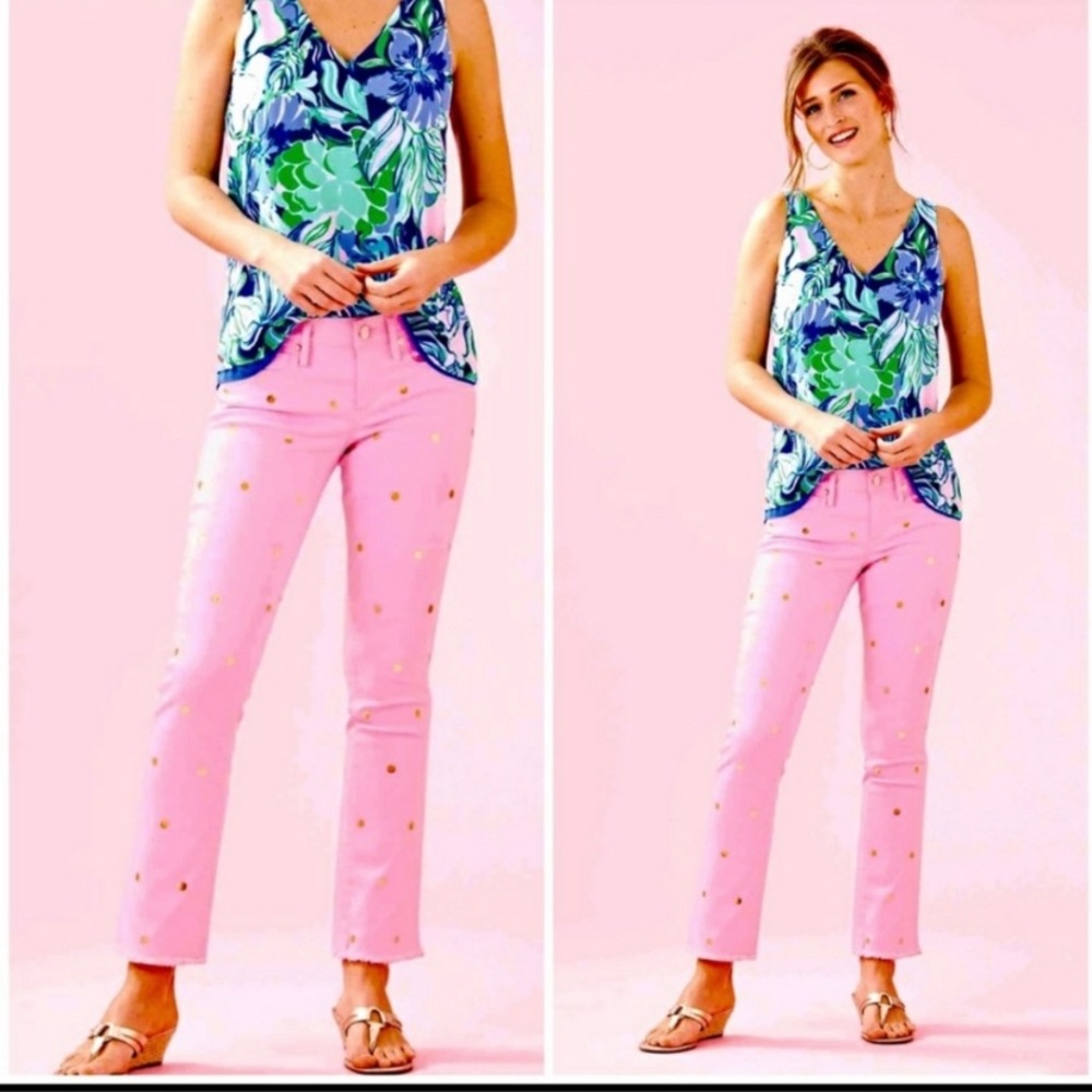 Lilly Pulitzer South Ocean Crop Flare - Pink  Size 6